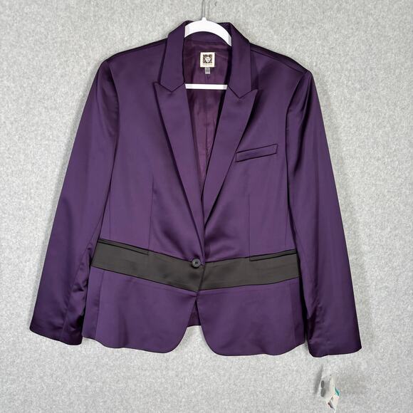 Anne Klein Blazer‎ 16 Satin Tuxedo Silky Formal Party Event Jacket NEW $140 - Picture 1 of 10
